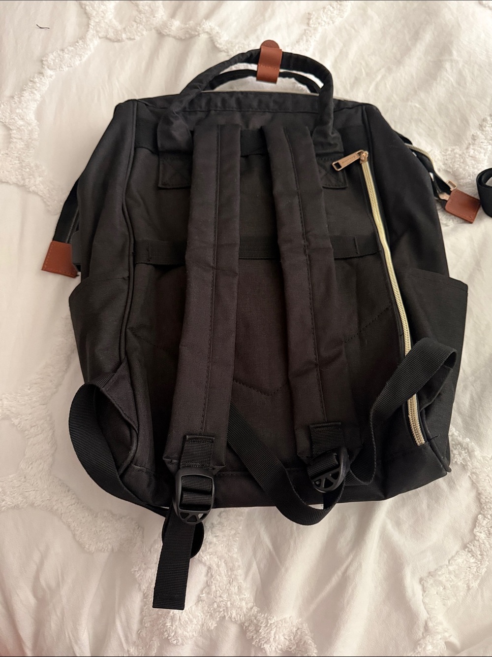 Black Backpack Tote with Brown Accents - Picture 3 of 4